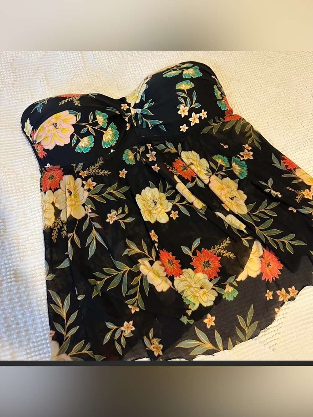 Kona Sol by Target Strapless Swim Top Floral Large